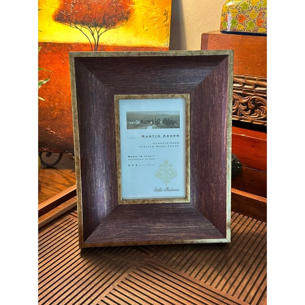 Martin Aborn Villa Italiana Wood Picture Frame 4x6 Gold Trim Made in Italy